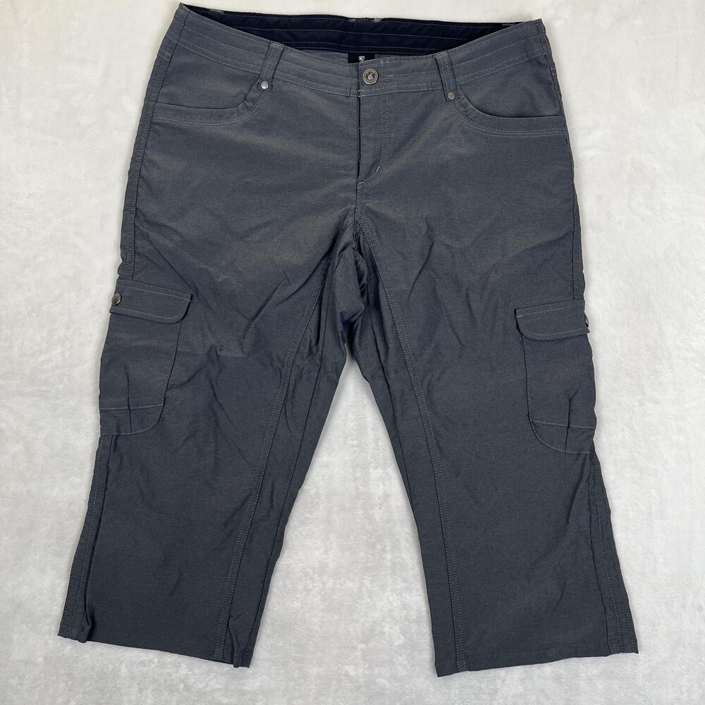Kuhl Capri Pants Womens 12 Gray Lightweight Cargo Stretch Quick Dry Hiking